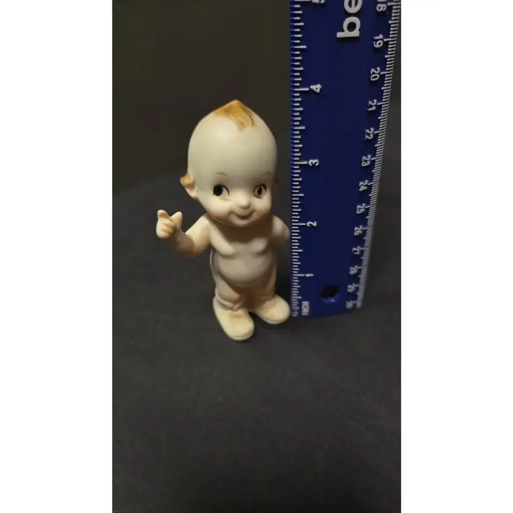 Vintage Beige Porcelain Kewpie Doll Baby Figurine Hand Painted Small Cute Decor